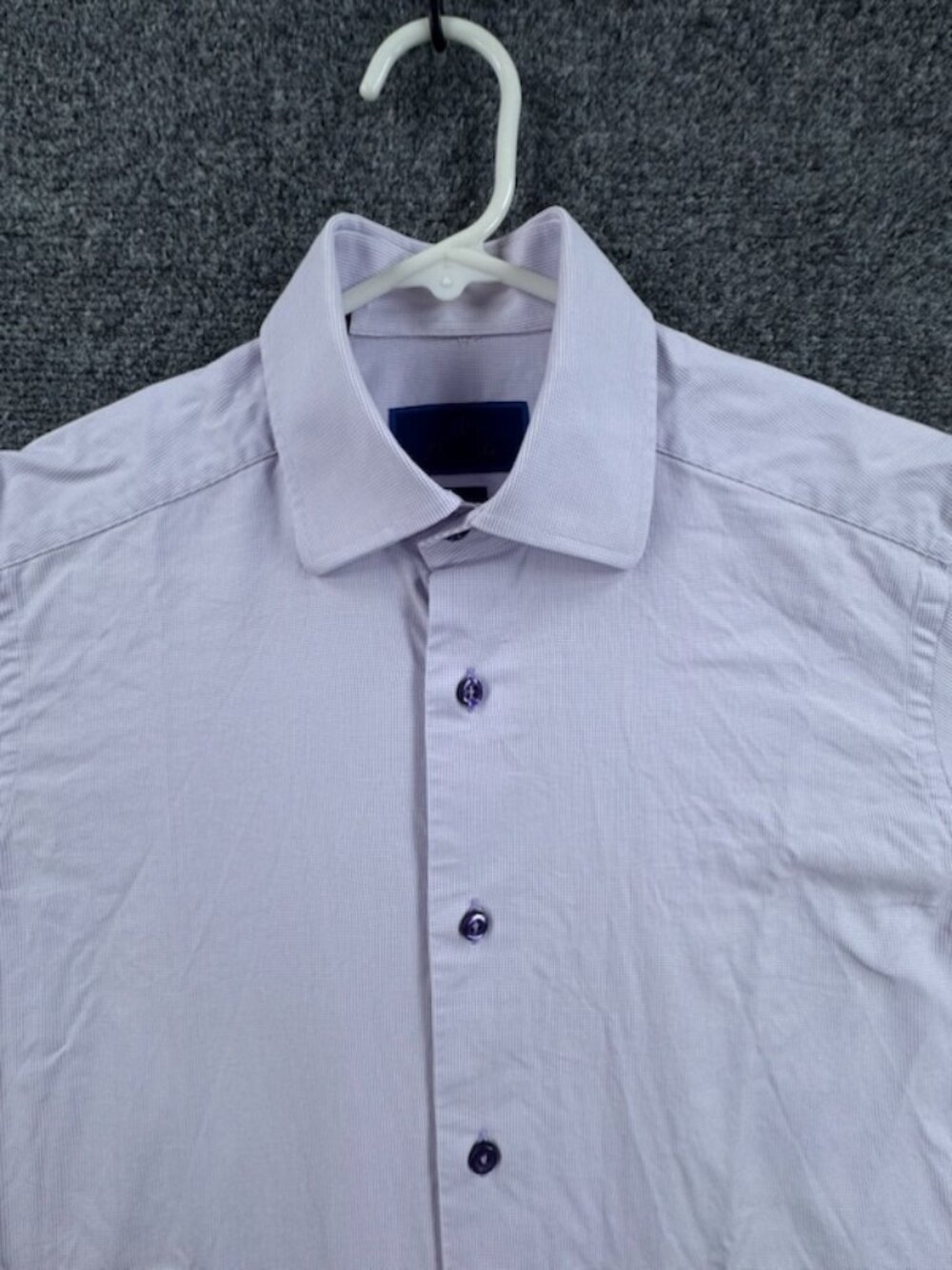 David Donahue Oxford 15 32/33 White Purple Logo Slim All Cotton Button Up Men